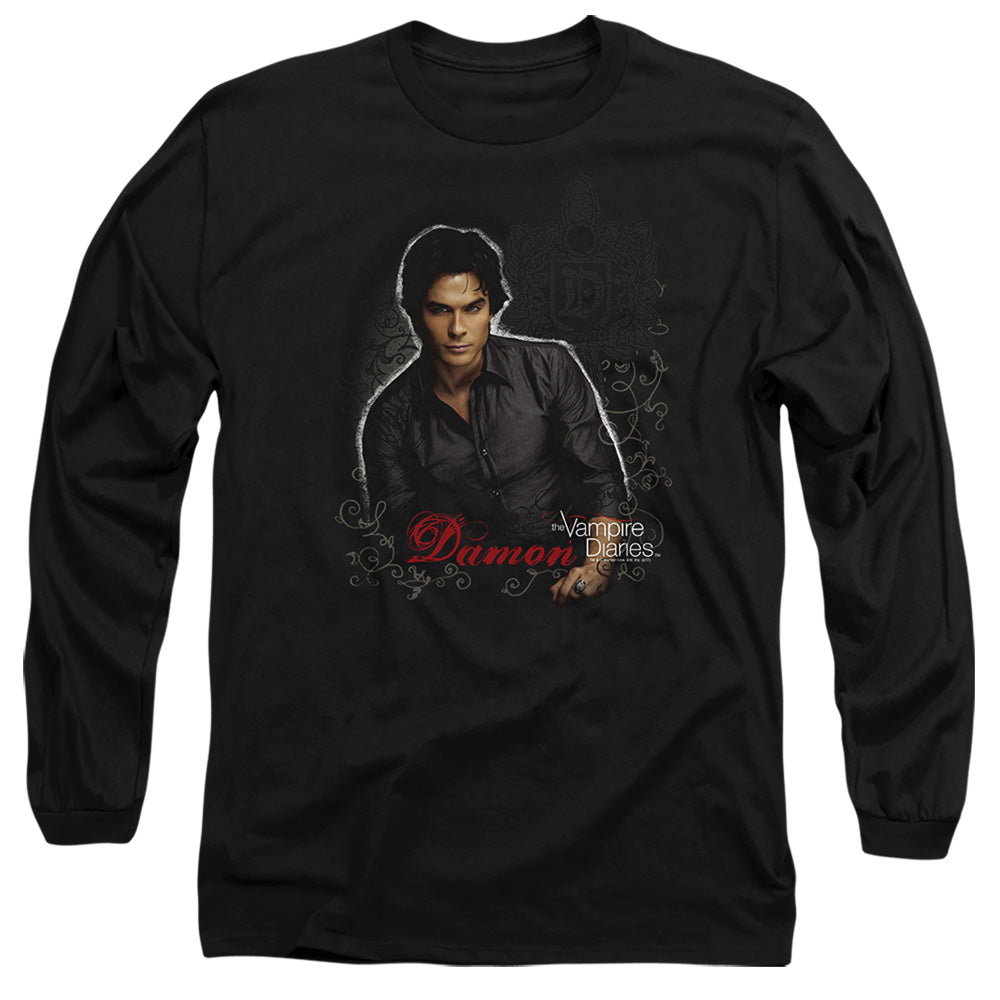 VAMPIRE DIARIES : DAMON L\S ADULT T SHIRT 18\1 BLACK LG