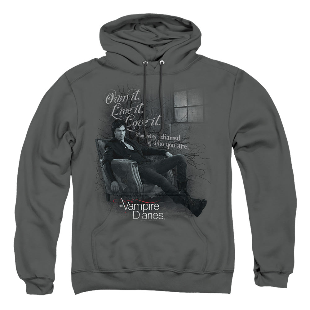 VAMPIRE DIARIES : BE YOURSELF ADULT PULL OVER HOODIE Charcoal 2X