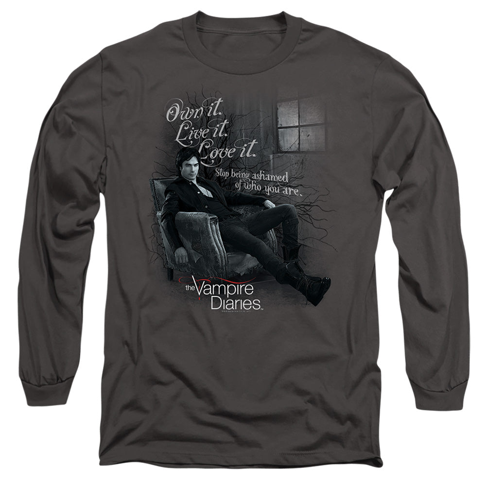 VAMPIRE DIARIES : BE YOURSELF L\S ADULT T SHIRT 18\1 CHARCOAL 2X