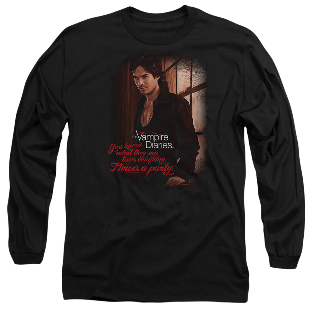 VAMPIRE DIARIES : THREE'S A PARTY L\S ADULT T SHIRT 18\1 BLACK SM