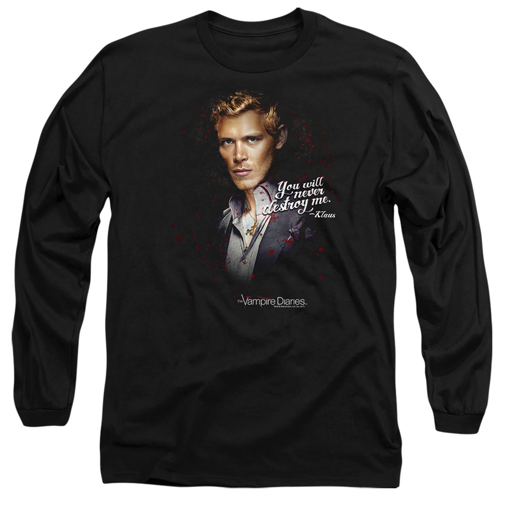 VAMPIRE DIARIES : NEVER DESTROY L\S ADULT T SHIRT 18\1 BLACK 2X