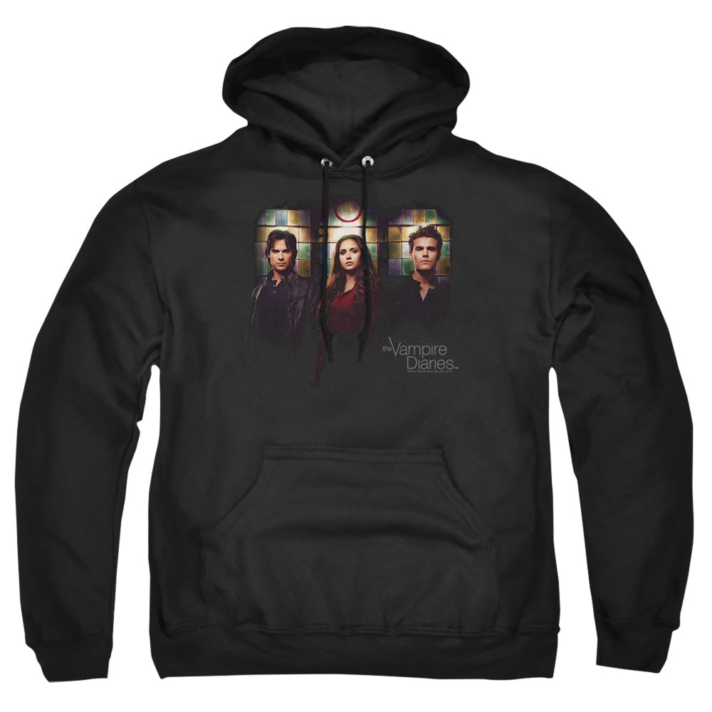 VAMPIRE DIARIES : STAINED WINDOWS ADULT PULL OVER HOODIE Black 2X