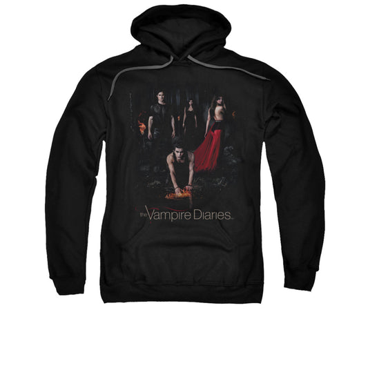 VAMPIRE DIARIES : FIRE ADULT PULL OVER HOODIE Black 2X