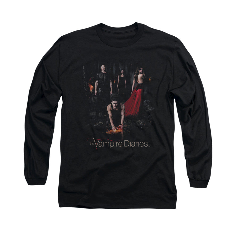 VAMPIRE DIARIES : FIRE L\S ADULT T SHIRT 18\1 Black 2X