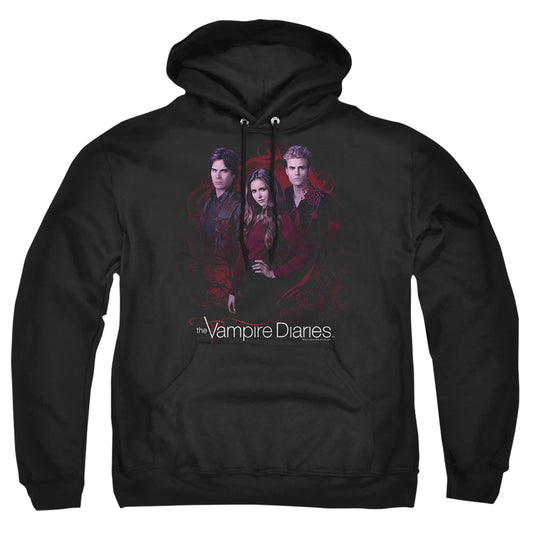 VAMPIRE DIARIES : COMPANY OF THREE ADULT PULL OVER HOODIE Black 2X