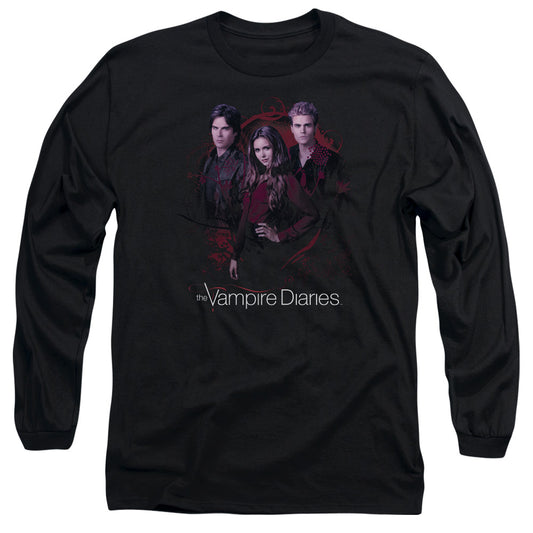 VAMPIRE DIARIES : COMPANY OF THREE L\S ADULT T SHIRT 18\1 Black 2X