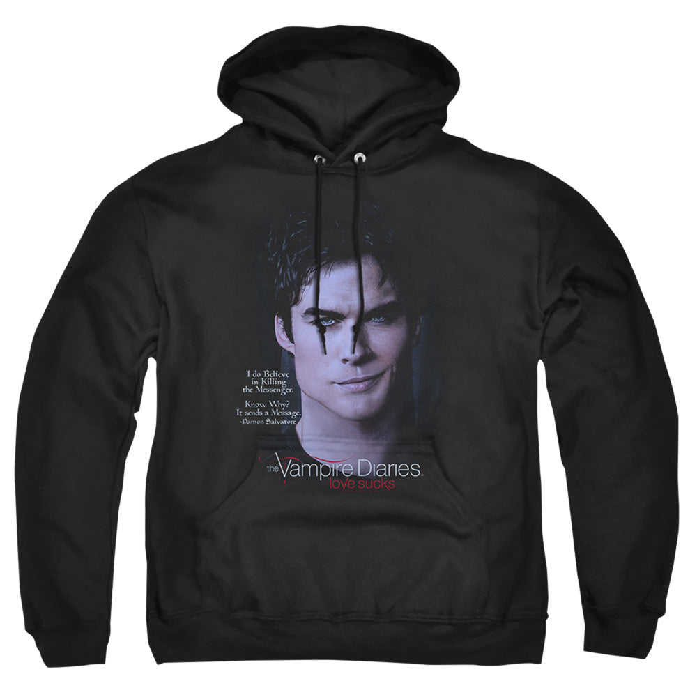 VAMPIRE DIARIES : MESSENGER ADULT PULL OVER HOODIE Black 2X