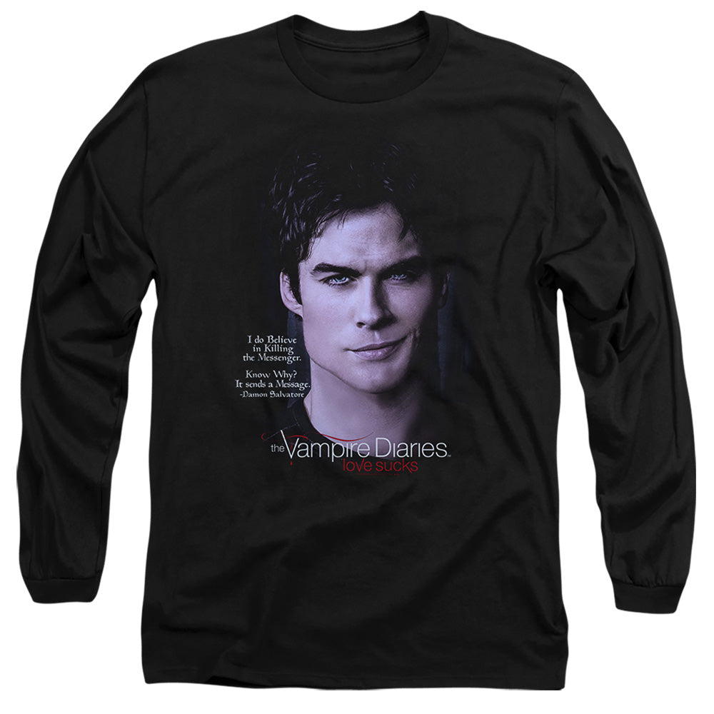 VAMPIRE DIARIES : MESSENGER L\S ADULT T SHIRT 18\1 Black 2X