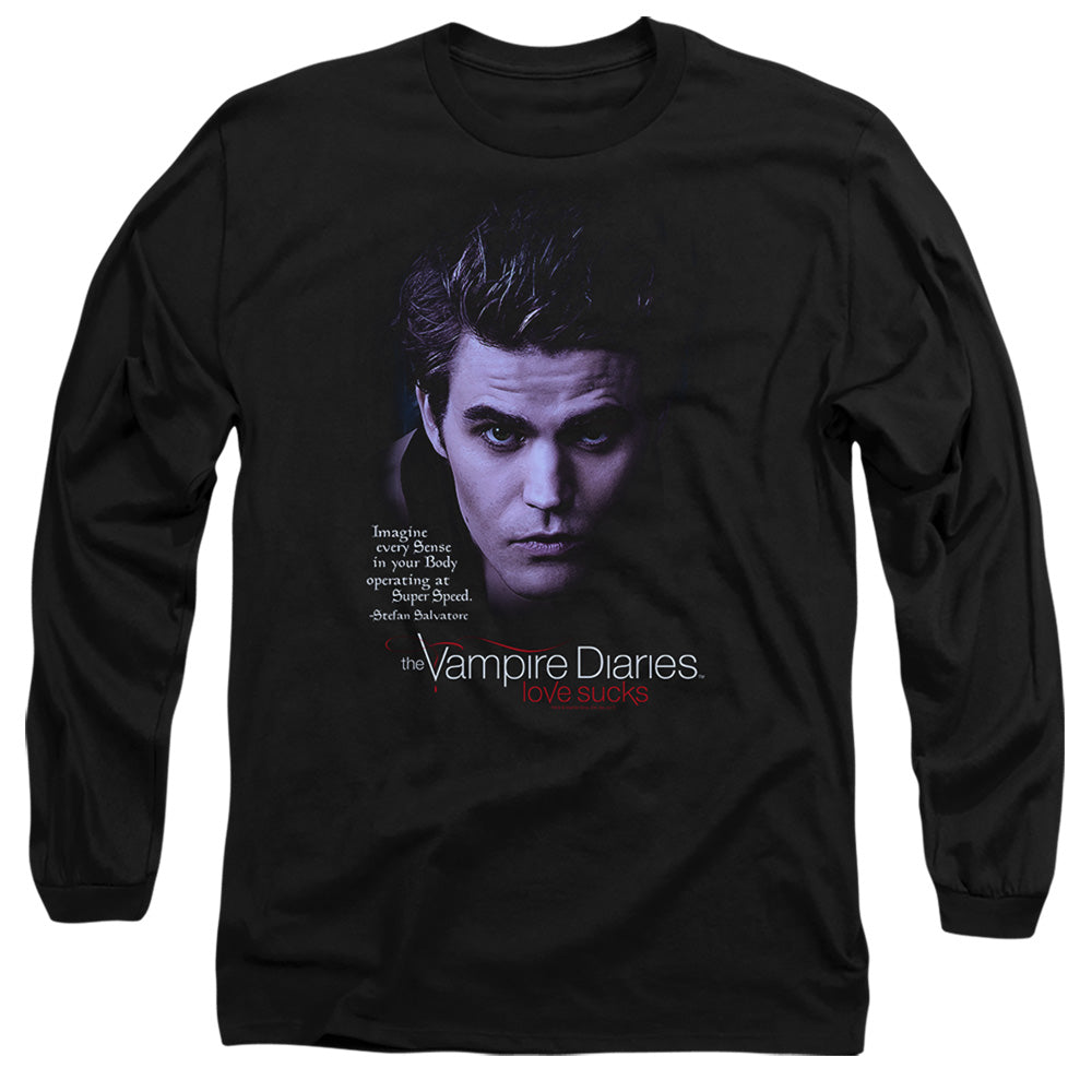 VAMPIRE DIARIES : SENSE YOUR BODY L\S ADULT T SHIRT 18\1 Black 2X