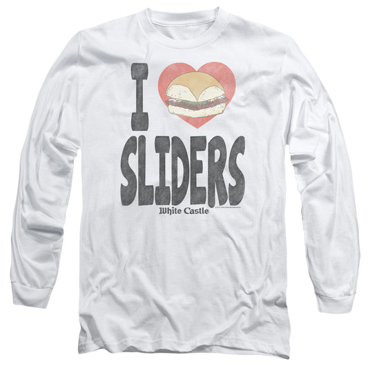 WHITE CASTLE : I HEART SLIDERS L\S ADULT T SHIRT 18\1 WHITE 2X