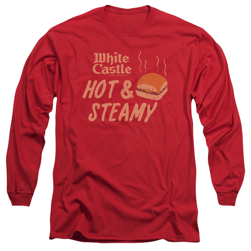 WHITE CASTLE : HOT AND STEAMY L\S ADULT T SHIRT 18\1 RED MD