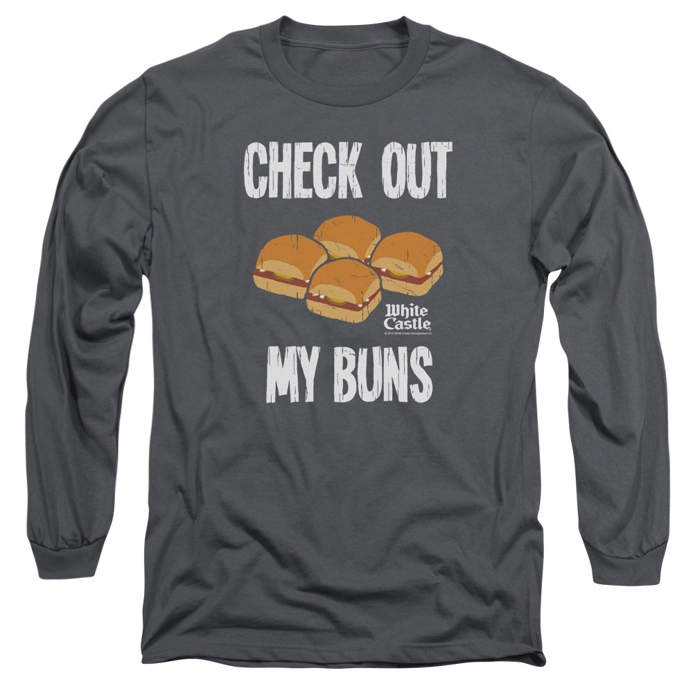 WHITE CASTLE : MY BUNS L\S ADULT T SHIRT 18\1 CHARCOAL 2X