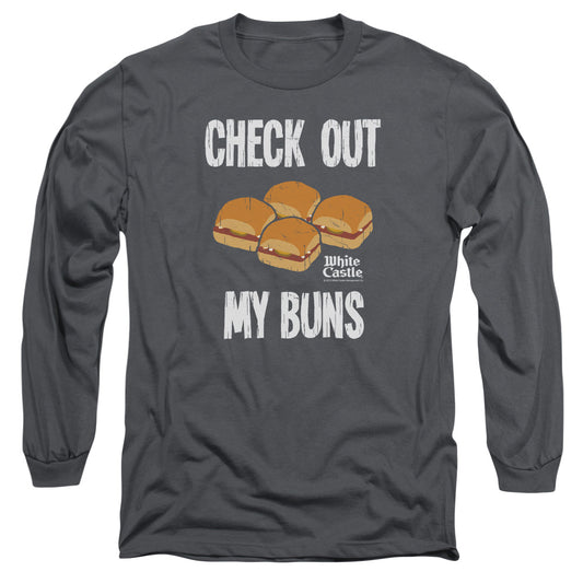 WHITE CASTLE : MY BUNS L\S ADULT T SHIRT 18\1 CHARCOAL XL